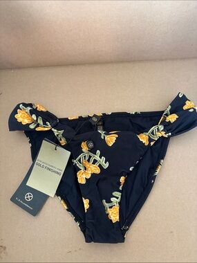 VIX Floral Black Bikini Bottom with Yellow Orange Blossoms